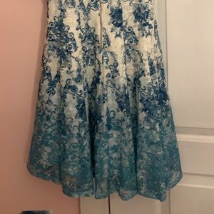 This is a brand new blue and white dress